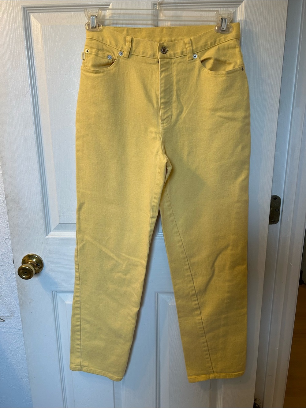 Ralph Lauren jeans co yellow denim jeans size 8 brown logo patch on back - Picture 2 of 7